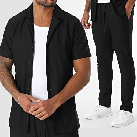 John H - Ensemble Chemise Manches Courtes Et Pantalon 342 Noir