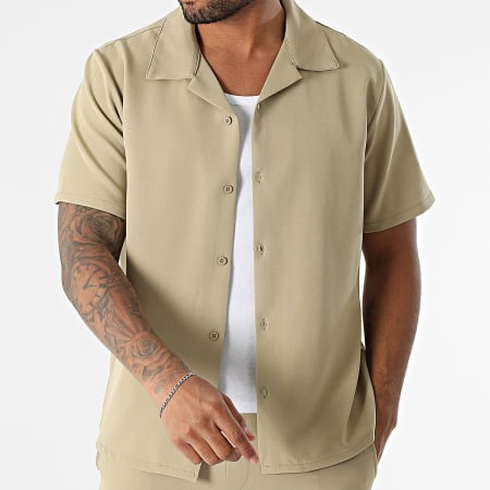 KZR - Ensemble Chemise Manches Courtes Et Pantalon Vert Kaki