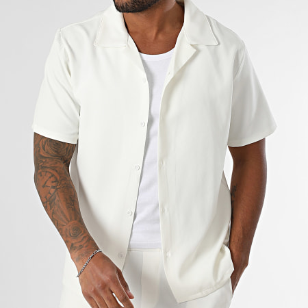 KZR - Ensemble Chemise Manches Courtes Et Pantalon Beige Clair