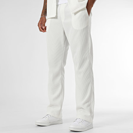 KZR - Ensemble Chemise Manches Courtes Et Pantalon Beige Clair