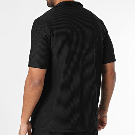 KZR - Ensemble Chemise Manches Courtes Et Pantalon Noir