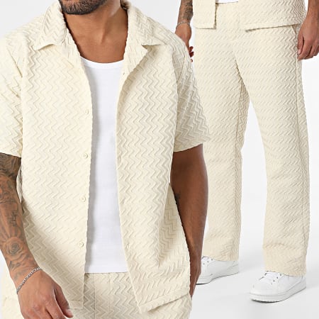 KZR - Ensemble Chemise Manches Courtes Et Pantalon 180 Beige