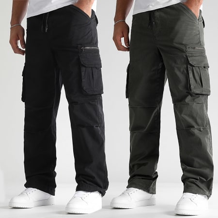 LBO - Lote De 2 Pantalones Cargo Relaxed Fit 0537 0536 Gris Antracita Negro