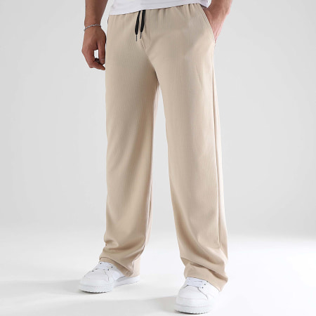 LBO - Lot De 2 Pantalons Jogging Waffle Large 1369 1367 Noir Beige