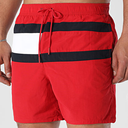 Tommy Hilfiger - Short De Bain Medium Drawstring 3474 Rouge Bleu Marine Blanc