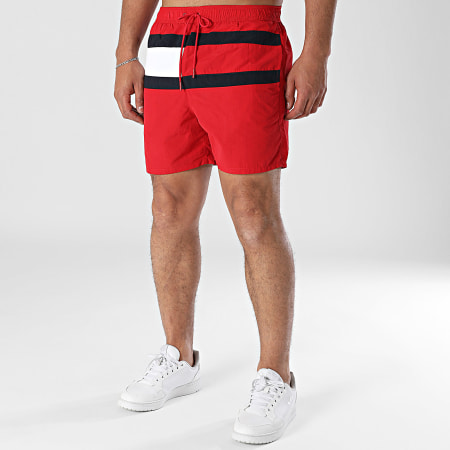 Tommy Hilfiger - Short De Bain Medium Drawstring 3474 Rouge Bleu Marine Blanc