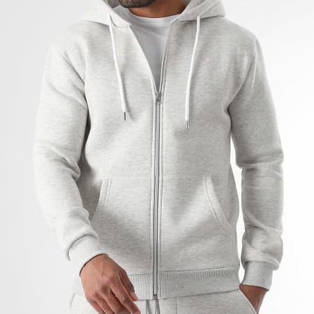 LBO - Sweat Zippé Capuche 3787 Gris Clair Chiné