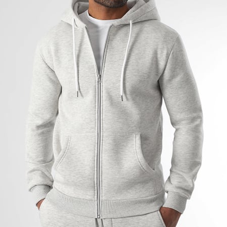 LBO - Sweat Zippé Capuche 3787 Gris Clair Chiné