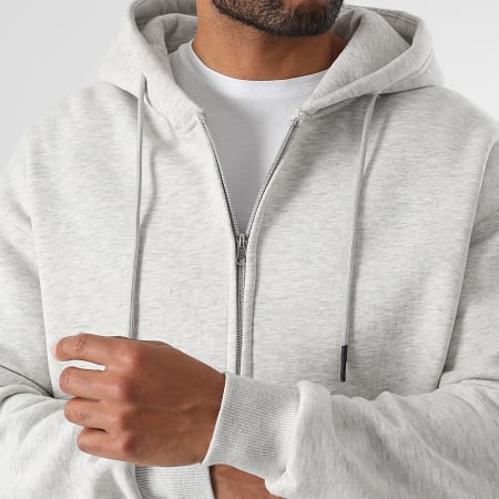 LBO - Ensemble Sweat Zippé Capuche Et Pantalon Jogging 3789 Gris Clair Chiné
