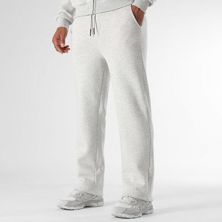 LBO - Ensemble Sweat Zippé Capuche Et Pantalon Jogging 3789 Gris Clair Chiné