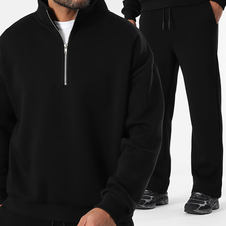 LBO - Ensemble Sweat Col Montant Zippé Et Pantalon Jogging 3791 Noir