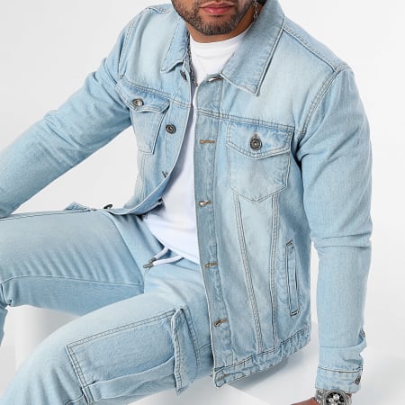 LBO - Ensemble Veste Jean Et Jean Cargo Fit 3797 Bleu Wash
