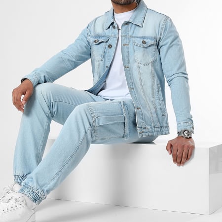 LBO - Ensemble Veste Jean Et Jean Cargo Fit 3797 Bleu Wash