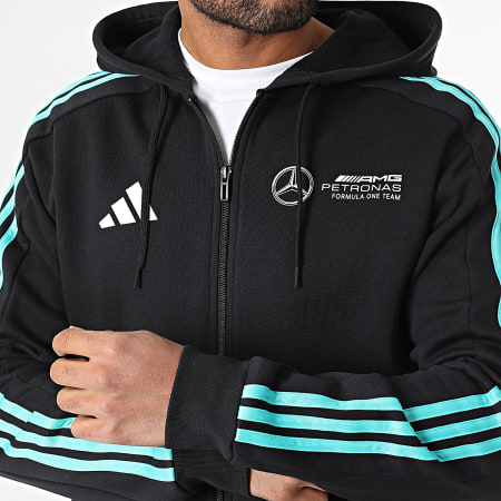 Adidas Sportswear - Sweat Capuche Zippé Mercedes AMG JV5437 Noir Blanc Bleu Turquoise