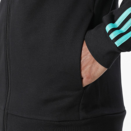 Adidas Sportswear - Sweat Capuche Zippé Mercedes AMG JV5437 Noir Blanc Bleu Turquoise