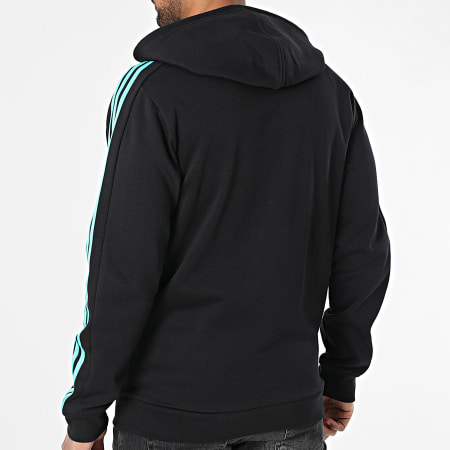Adidas Sportswear - Sweat Capuche Zippé Mercedes AMG JV5437 Noir Blanc Bleu Turquoise