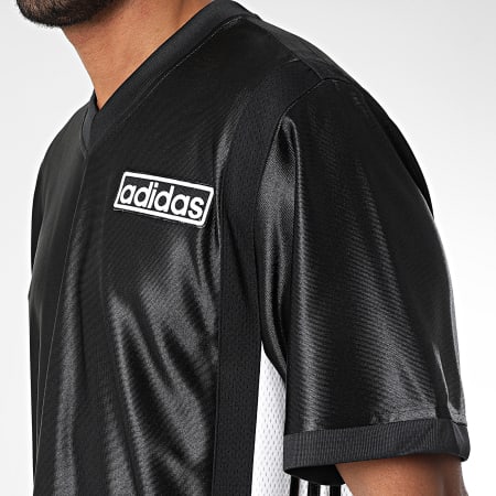 Adidas Originals - Tee Shirt Oversize A Bandes Col V Adibreak Jersey JD4247 Noir Blanc