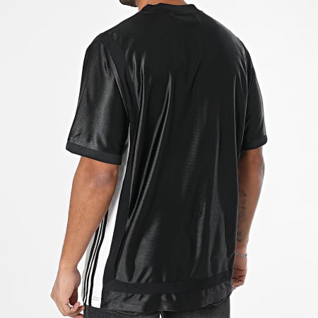 Adidas Originals - Tee Shirt Oversize A Bandes Col V Adibreak Jersey JD4247 Noir Blanc