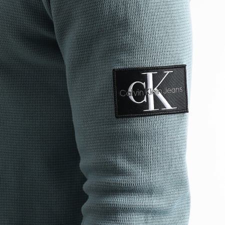 Calvin Klein - Hoodie Crewneck Monogram Badge Waffle 3485 Grijs