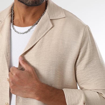 LBO - Camisa De Manga Larga Efecto Lino 1949 Beige