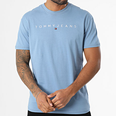 Tommy Jeans - Tee Shirt Linear Logo 0744 Bleu Clair