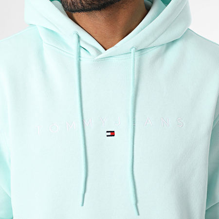 Tommy Jeans - Sweat Capuche Linear Logo 0746 Turquoise