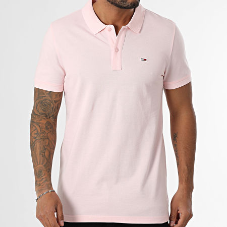 Tommy Jeans - Polo Manches Courtes Slim Placket 0676 Rose Clair