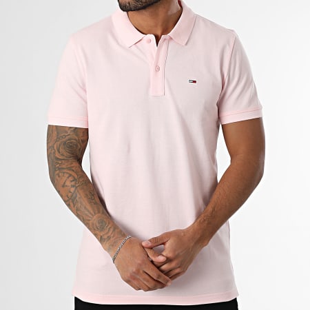 Tommy Jeans - Polo Manches Courtes Slim Placket 0676 Rose Clair