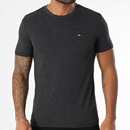 Tommy Jeans - Tee Shirt Slim Jaspe 0363 Gris Anthracite Chiné