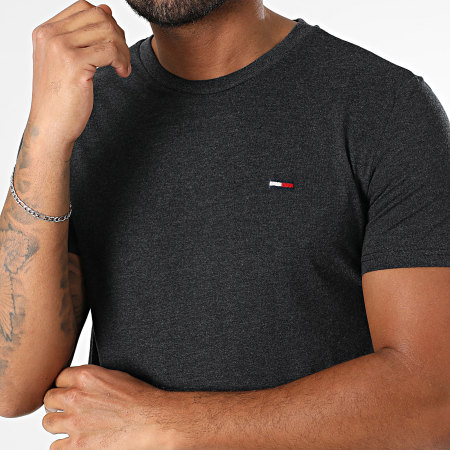 Tommy Jeans - Tee Shirt Slim Jaspe 0363 Gris Anthracite Chiné