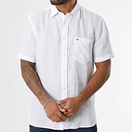 Tommy Hilfiger Camicia a maniche corte bianca 7540 in lino con