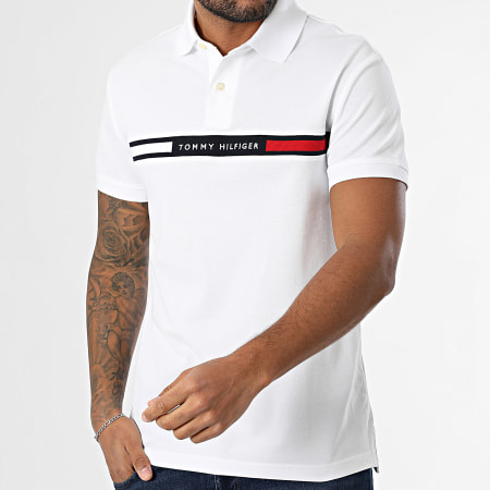 Tommy Hilfiger - Polo Manches Courtes Hilfiger Chest Insert 8130 Blanc