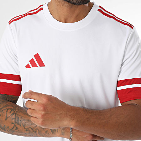 Adidas Sportswear - Ensemble Tee Shirt Et Short Jogging A Bandes SQUA25 Jersey JG5829 JH3404 Blanc Rouge
