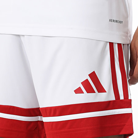 Adidas Sportswear - Ensemble Tee Shirt Et Short Jogging A Bandes SQUA25 Jersey JG5829 JH3404 Blanc Rouge