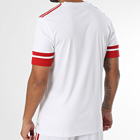 Adidas Sportswear - Ensemble Tee Shirt Et Short Jogging A Bandes SQUA25 Jersey JG5829 JH3404 Blanc Rouge