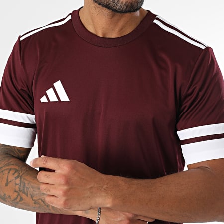 Adidas Sportswear - Ensemble Tee Shirt Et Short Jogging A Bandes SQUA25 Jersey JC8675 JC8677 Bordeaux Blanc