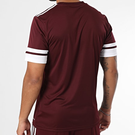 Adidas Sportswear - Ensemble Tee Shirt Et Short Jogging A Bandes SQUA25 Jersey JC8675 JC8677 Bordeaux Blanc
