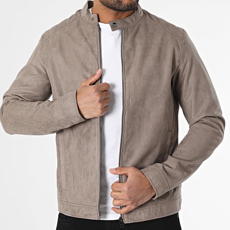 JJREBEL - Veste Biker Caleb Taupe