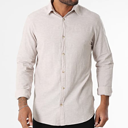 JJ Rebel - Chemise Manches Longues Effet Lin Moss Sunny Beige
