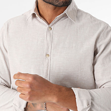JJ Rebel - Chemise Manches Longues Effet Lin Moss Sunny Beige