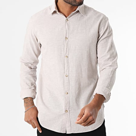 JJ Rebel - Chemise Manches Longues Effet Lin Moss Sunny Beige