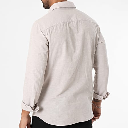 JJ Rebel - Chemise Manches Longues Effet Lin Moss Sunny Beige