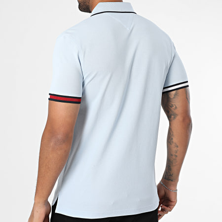 Tommy Hilfiger - Polo Manches Courtes Slim Flag Cuff 8458 Bleu Clair