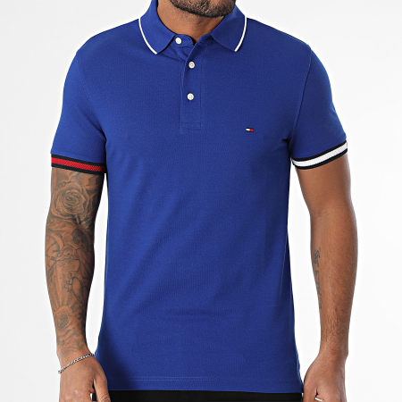 Tommy Hilfiger - Polo Manches Courtes Slim Flag Cuff 8458 Bleu Roi