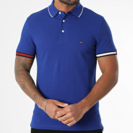 Tommy Hilfiger - Polo Manches Courtes Slim Flag Cuff 8458 Bleu Roi