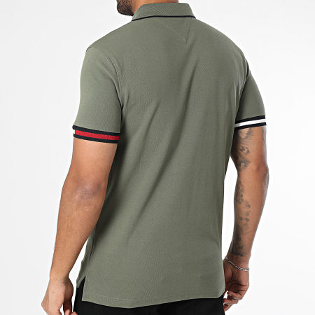 Tommy Hilfiger - Polo Manches Courtes Slim Flag Cuff 8458 Vert Kaki