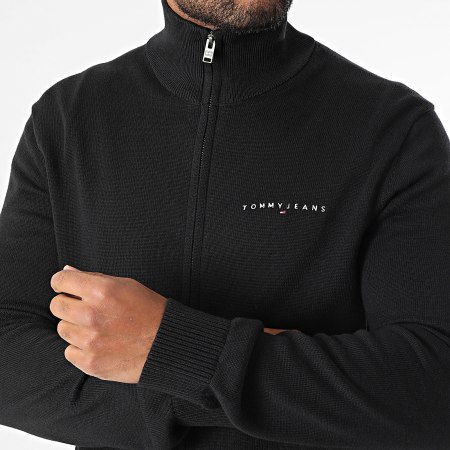 Tommy Jeans - Cardigan Zippé Slim Linear 1301 Noir