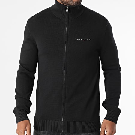 Tommy Jeans - Cardigan Zippé Slim Linear 1301 Noir