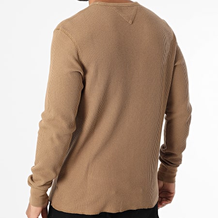 Tommy Jeans - Pull Slim Waffle 0688 Marron