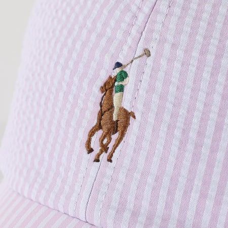 Polo Ralph Lauren - Gorra A Rayas Oxford Blanca Rosa